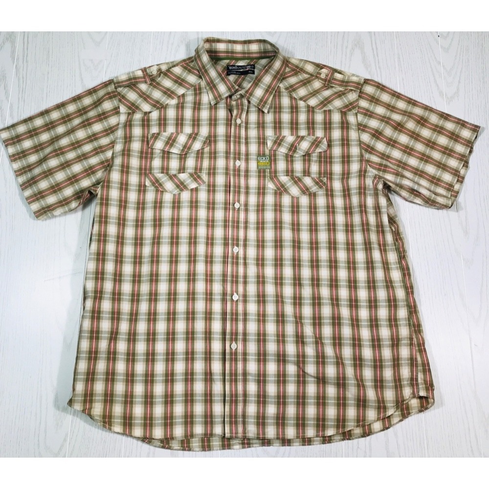 Ecko Unltd Button Up Shirt Mens 3XL Brown Plaid Short Sleeve Cotton Skater Y2K